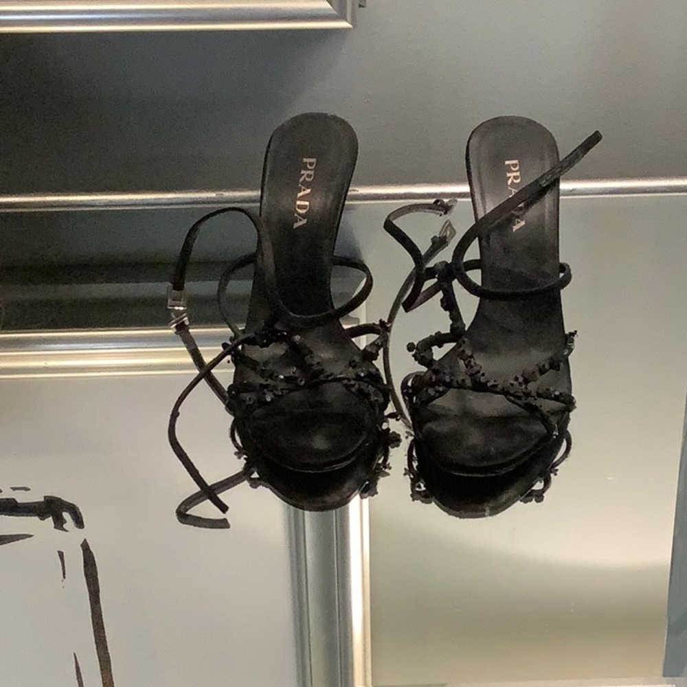 Prada Women's Black Strappy Heels